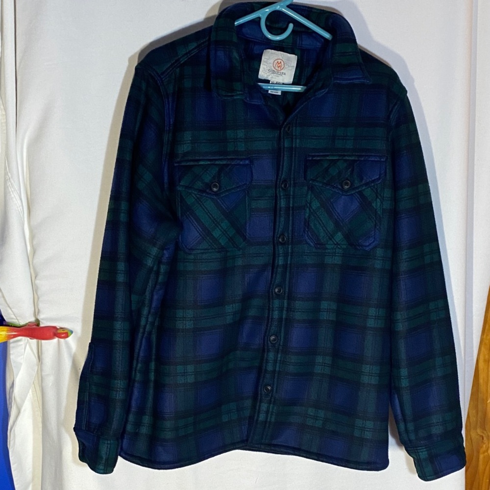 Cloudveil Men’s Bonded Polar Fleece Lined Flannel Shirt Jacket, Size X-Large